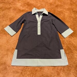 Abbey Glass - Blue Collared Color Block Dress - Size M